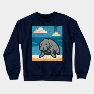 Beachside Manatee – Cute Cartoon Sea Cow Illustration Crewneck Sweatshirt
