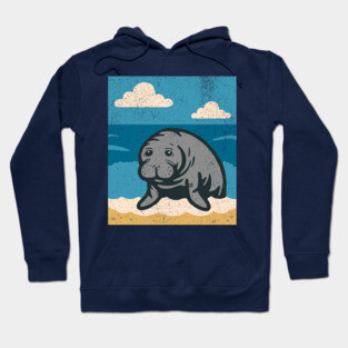Beachside Manatee – Cute Cartoon Sea Cow Illustration Hoodie