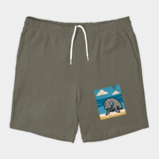 Beachside Manatee – Cute Cartoon Sea Cow Illustration Shorts