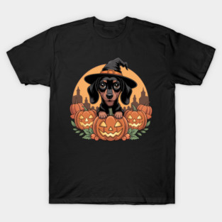 Halloween Dog Cute Dachshund Pumpkin T-Shirt