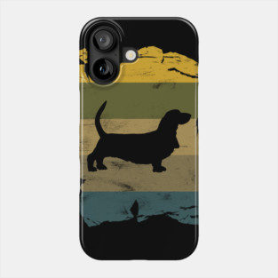 Basset Hound Distressed Vintage Retro Silhouette Phone Case