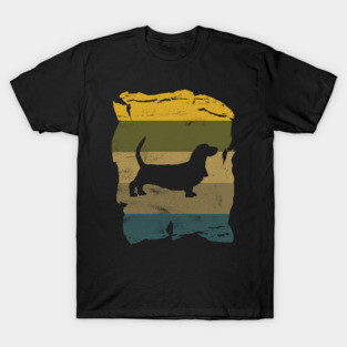 Basset Hound Distressed Vintage Retro Silhouette T-Shirt
