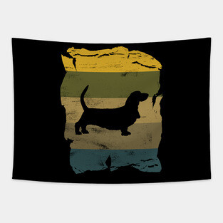 Basset Hound Distressed Vintage Retro Silhouette Tapestry