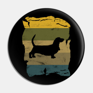 Basset Hound Distressed Vintage Retro Silhouette Pin