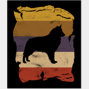 Belgian Shepherd Distressed Vintage Retro Silhouette Posters and Art