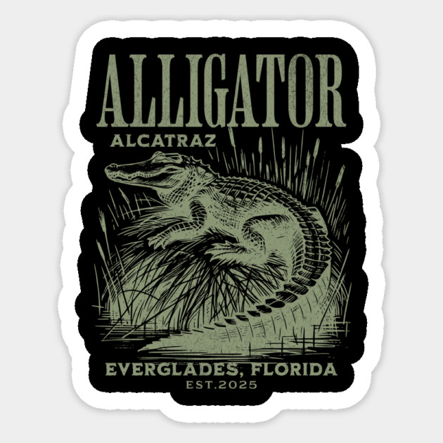 Alligator Alcatraz Everglades Florida Funny Parody Design Sticker by ArtistTee ⭐⭐⭐⭐⭐