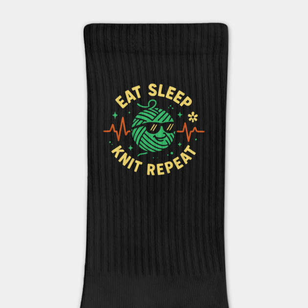 Eat Sleep Knit Repeat Funny Yarn Design by belownormal