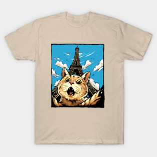 Cat Selfie Eiffel Tower T-Shirt