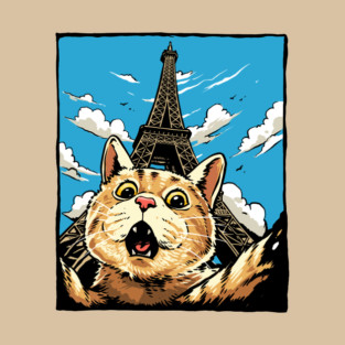 Cat Selfie Eiffel Tower T-Shirt