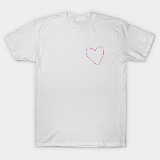 Small Pink Love Heart Minimal Line T-Shirt