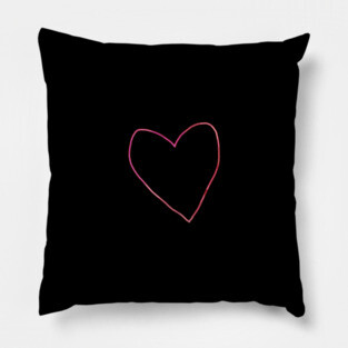 Small Pink Love Heart Minimal Line Pillow