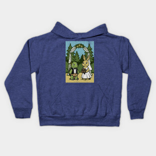 Tortoise and Hare Wedding – Whimsical Forest Ceremony Illustration Kids Hoodie