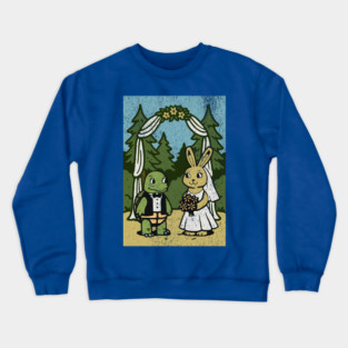 Tortoise and Hare Wedding – Whimsical Forest Ceremony Illustration Crewneck Sweatshirt