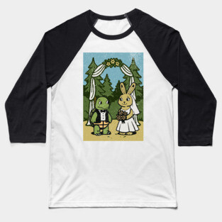 Tortoise and Hare Wedding – Whimsical Forest Ceremony Illustration Baseball T-Shirt