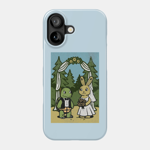 Tortoise and Hare Wedding – Whimsical Forest Ceremony Illustration Phone Case by DonWillisJrArt