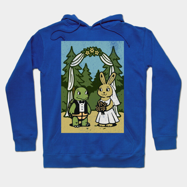 Tortoise and Hare Wedding – Whimsical Forest Ceremony Illustration Hoodie by DonWillisJrArt