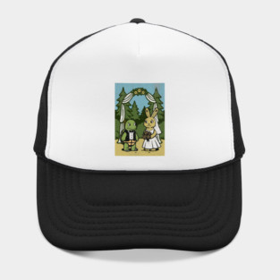 Tortoise and Hare Wedding – Whimsical Forest Ceremony Illustration Hat