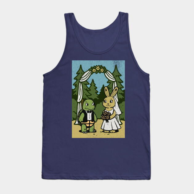 Tortoise and Hare Wedding – Whimsical Forest Ceremony Illustration Tank Top by DonWillisJrArt