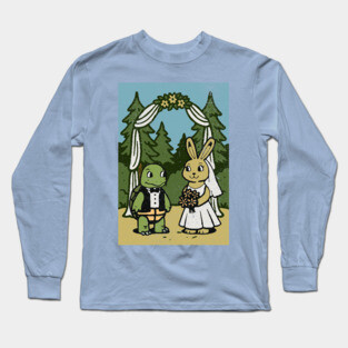 Tortoise and Hare Wedding – Whimsical Forest Ceremony Illustration Long Sleeve T-Shirt