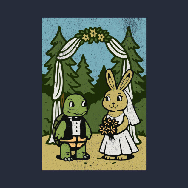 Tortoise and Hare Wedding – Whimsical Forest Ceremony Illustration by DonWillisJrArt