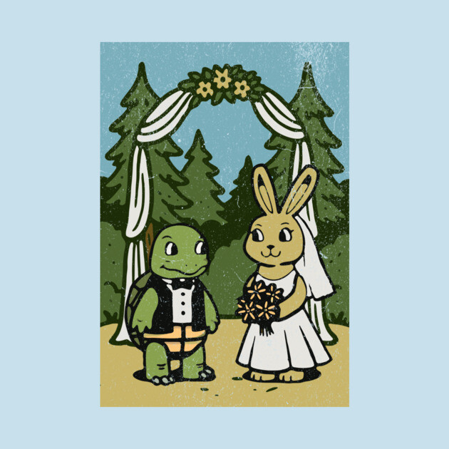 Tortoise and Hare Wedding – Whimsical Forest Ceremony Illustration by DonWillisJrArt