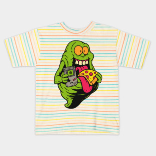 Classic Gamer Slimer Pizza Drip Kids T-Shirt