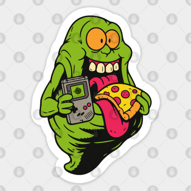Classic Gamer Slimer Pizza Drip Sticker by Shit Post Hero