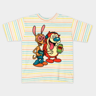 Retro Duo: Ren, Stimpy & 90s Sips Kids T-Shirt