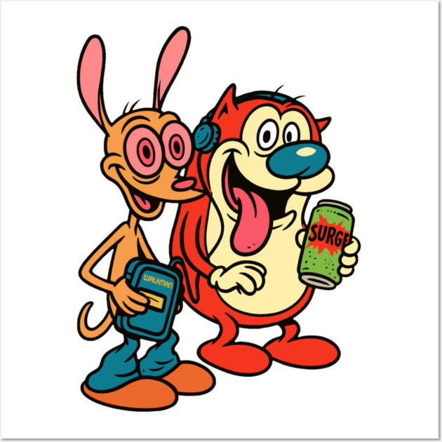 Retro Duo: Ren, Stimpy & 90s Sips Wall Art by Shit Post Hero