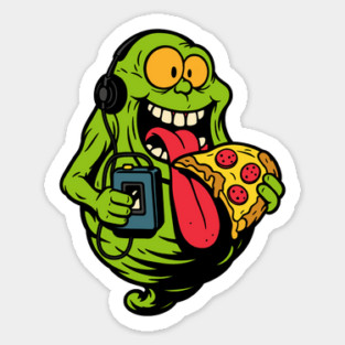 Retro Slimer Walkman Party Shirt Sticker
