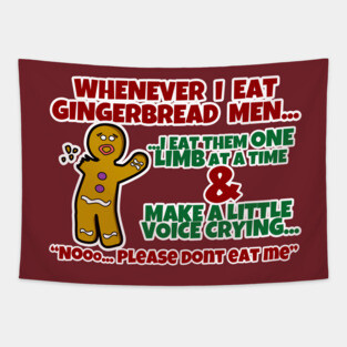 Eating Gingerbread Man Tapestry