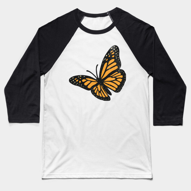 Vintage Monarch Butterfly Illustration – Bold Retro Insect Art Baseball T-Shirt by DonWillisJrArt