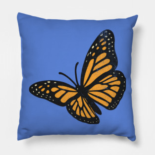 Vintage Monarch Butterfly Illustration – Bold Retro Insect Art Pillow