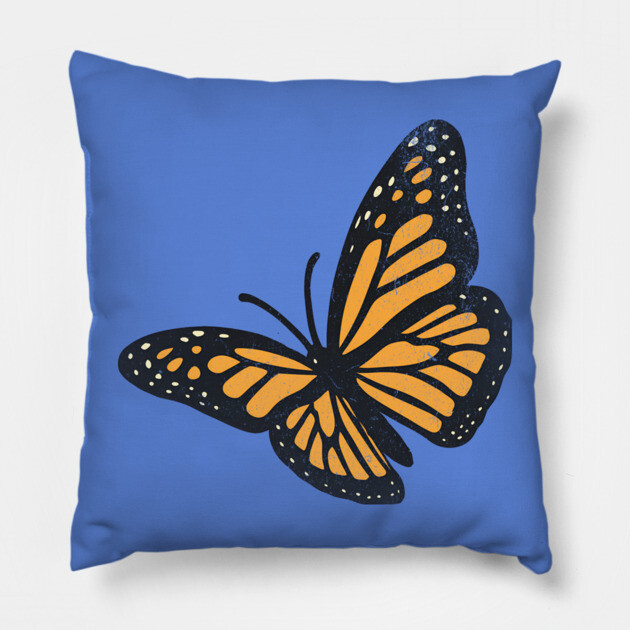 Vintage Monarch Butterfly Illustration – Bold Retro Insect Art Pillow by DonWillisJrArt