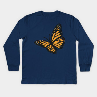 Vintage Monarch Butterfly Illustration – Bold Retro Insect Art Kids Long Sleeve T-Shirt