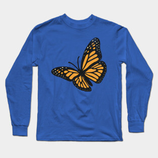 Vintage Monarch Butterfly Illustration – Bold Retro Insect Art Long Sleeve T-Shirt