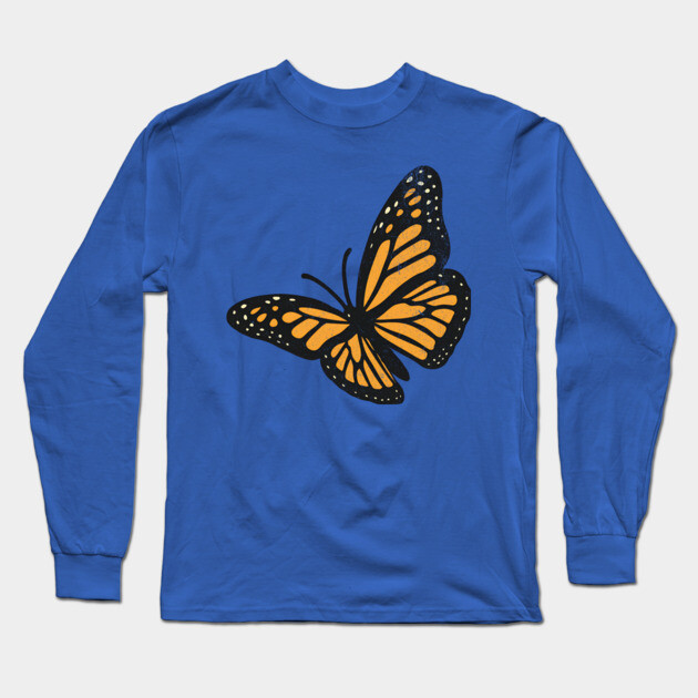 Vintage Monarch Butterfly Illustration – Bold Retro Insect Art Long Sleeve T-Shirt by DonWillisJrArt