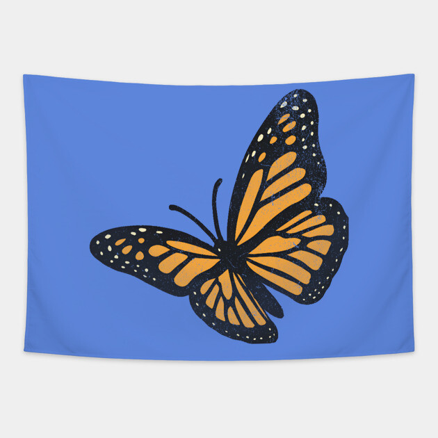 Vintage Monarch Butterfly Illustration – Bold Retro Insect Art Tapestry by DonWillisJrArt