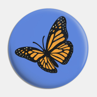 Vintage Monarch Butterfly Illustration – Bold Retro Insect Art Pin