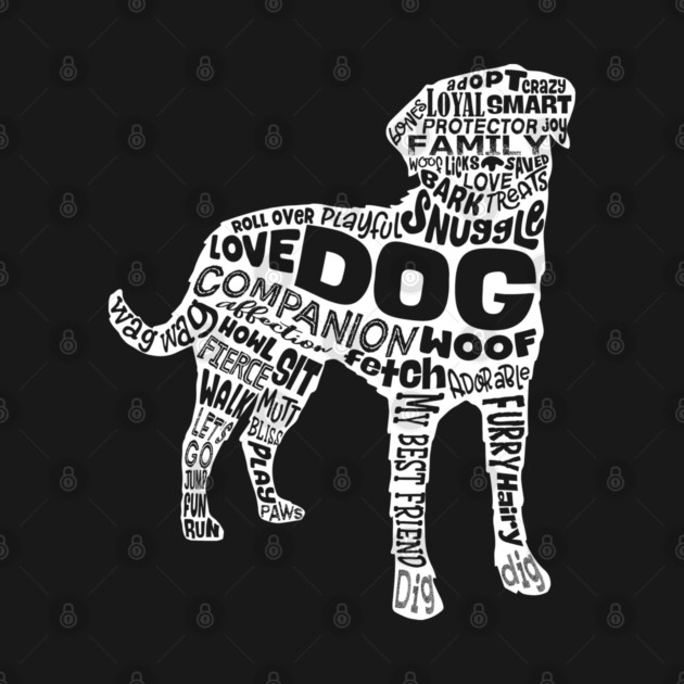 Dog Silhouette Word Cloud (White) by Jitterfly