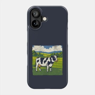 Retro Holstein Cow in Pasture – Vintage Farm Style Art Phone Case