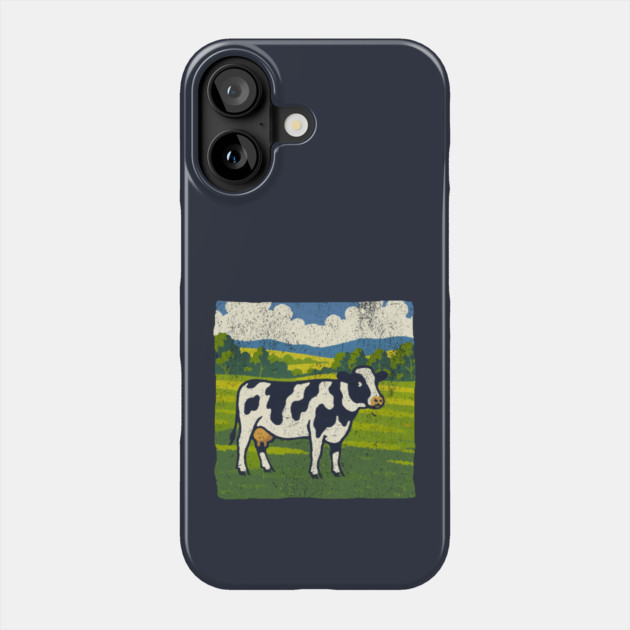 Retro Holstein Cow in Pasture – Vintage Farm Style Art Phone Case by DonWillisJrArt