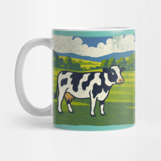 Retro Holstein Cow in Pasture – Vintage Farm Style Art Mug