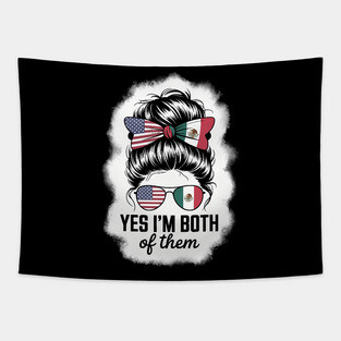 Half Mexican And American Mexico America Usa Flag Girl Tapestry