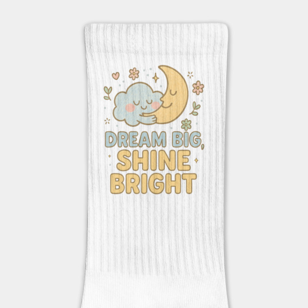 Dream Big, Shine Bright – Cute Cloud & Moon Hugging Illustration by Anne Lee