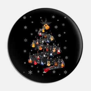 Christmas Tree Made of Guitars Holiday Music Lover Design Pin
