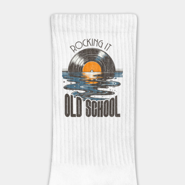 Rocking it Old School melting Record album Sunset Retro 80's Vintage Distressed Vibe by Joaddo