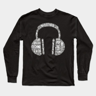 headphones with electro music styles Long Sleeve T-Shirt
