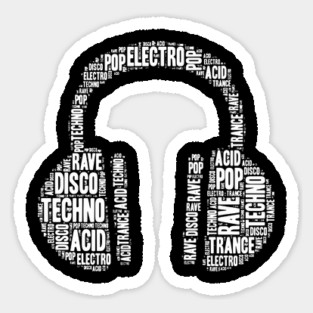 headphones with electro music styles Sticker