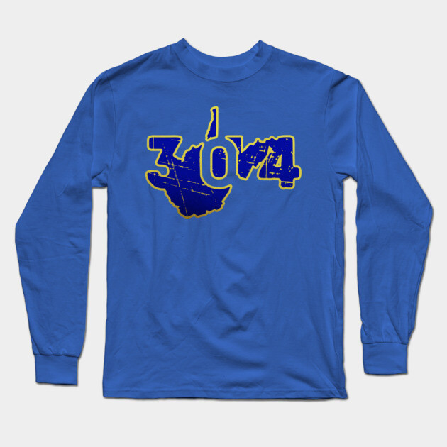 304 Hometown Pride West Virginia Distressed. Long Sleeve T-Shirt by casualteesinc